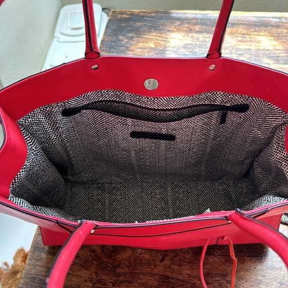 Rebecca Minkoff Poppy red Leather MAB Large Tote Shoulder Bag Portfolio NWT - Picture 9 of 16